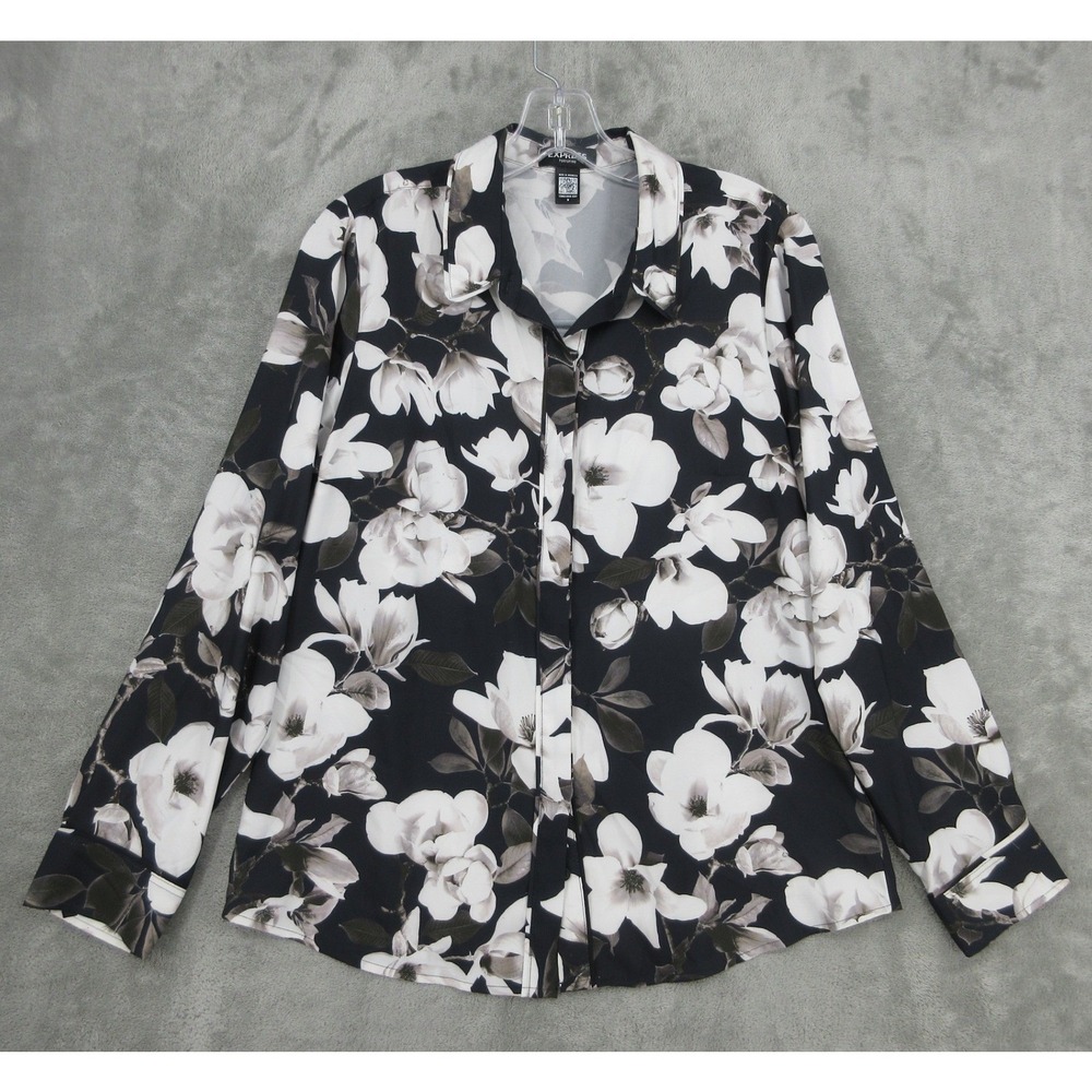 Express Shirt Womens Size M Portofino Conscious Edit Floral Dark Romantic Black